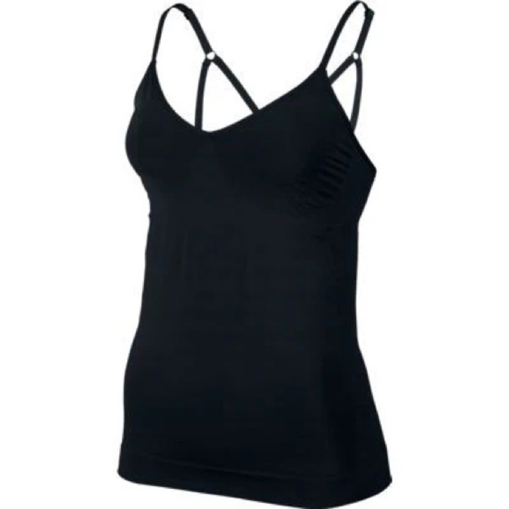 Nike The Zoned In Sculpt Strappy Tank Top in Black, size Medium